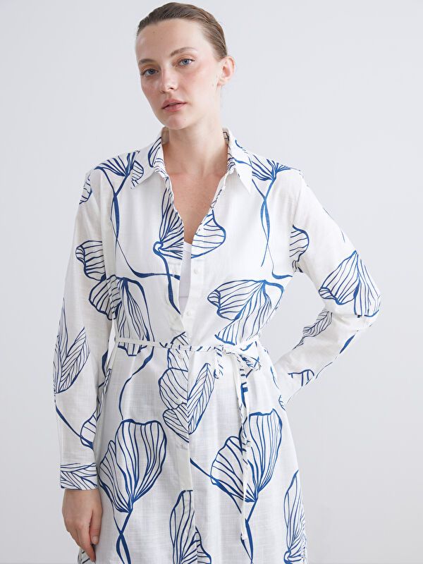 Moudda LC Waikiki - Tunique tissée imprimée manches longues Femme Imprimé marine - Tunisie 2