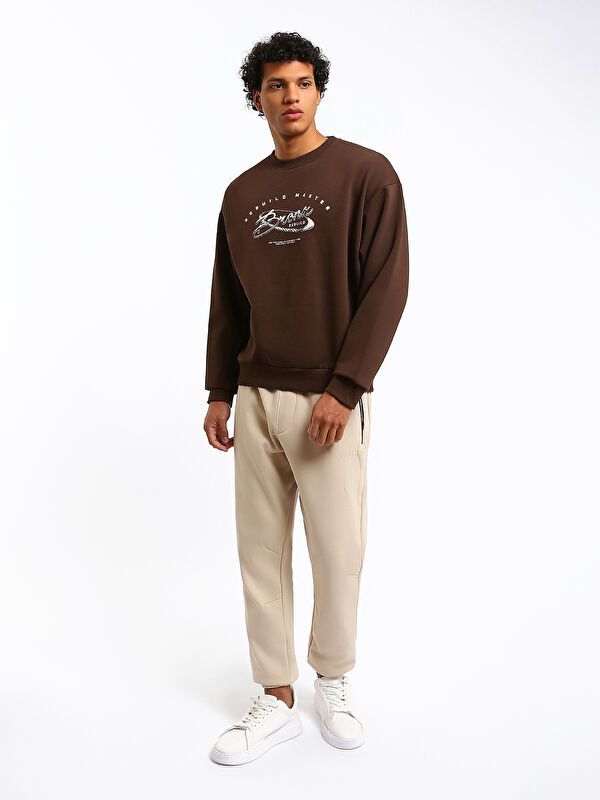 Moudda LC Waikiki - Sweatshirt en jersey couleur Marron foncé pour hommes - Tunisie 2