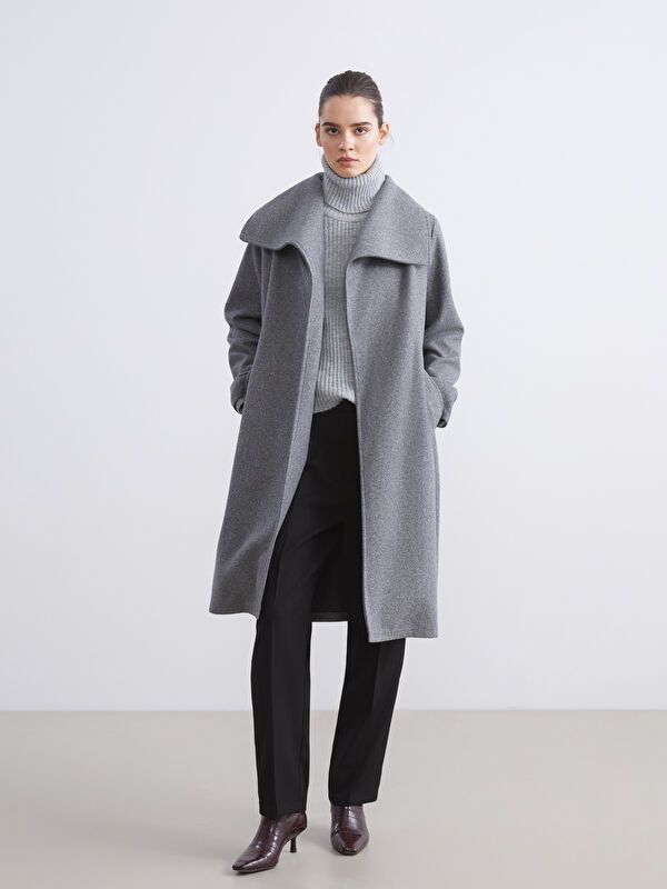 Moudda LC Waikiki - Manteau effet laine Femme Mélange de gris - Tunisie 2