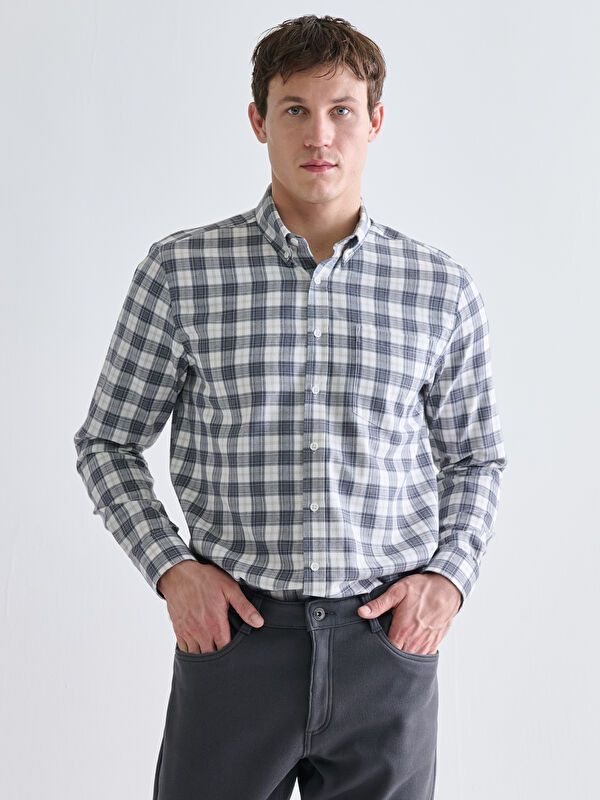 Moudda LC Waikiki - Chemise à carreaux tissée à manches longues pour Hommes - Tunisie 1