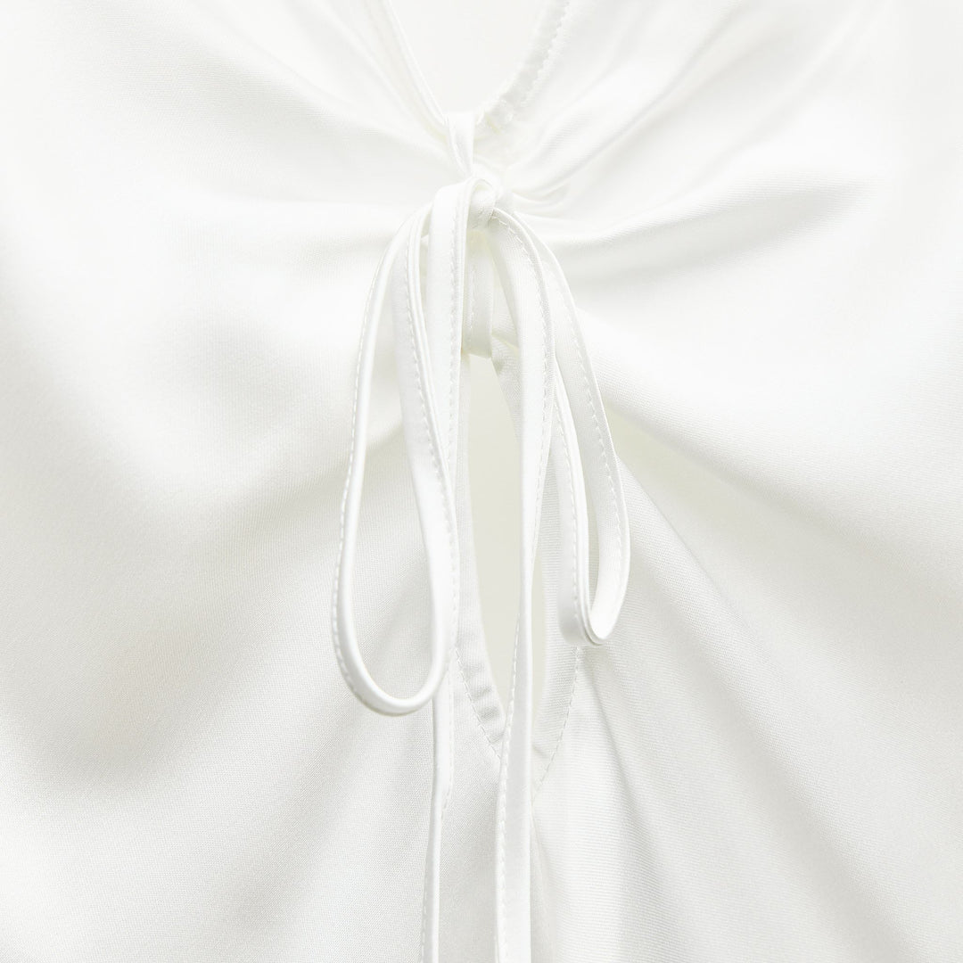 Moudda ZARA - Chemise satinée manches longues col en V drapé nœud - Tunisie 3