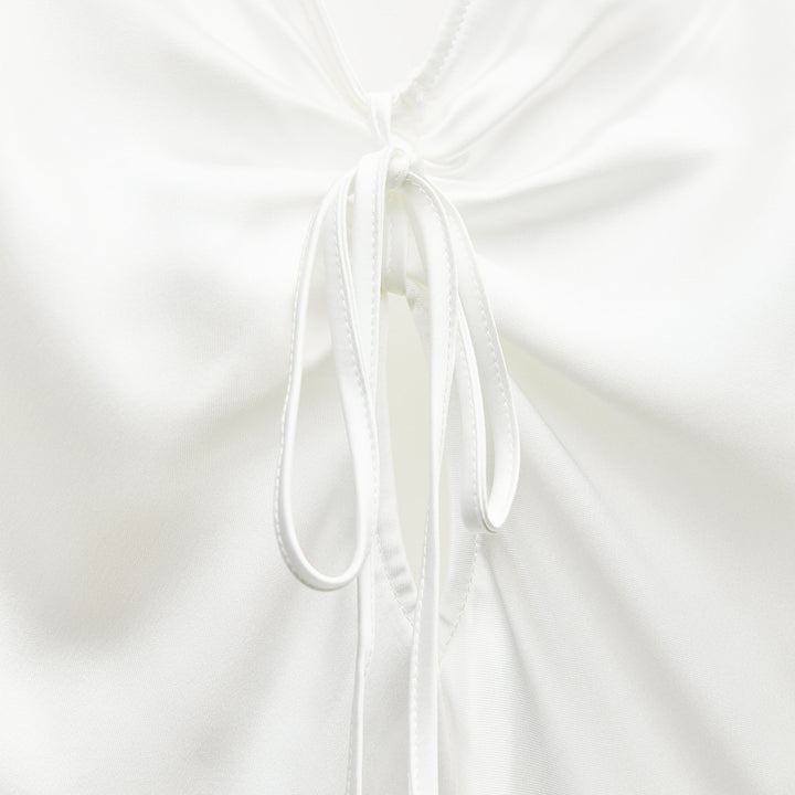 Moudda ZARA - Chemise satinée manches longues col en V drapé nœud - Tunisie 3