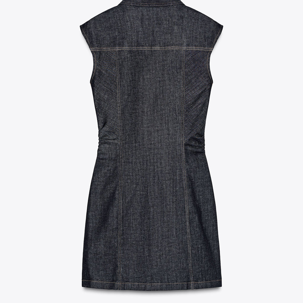 Moudda ZARA - Robe Mini Denim - Manches Courtes & Encolure Forcée - Tunisie 2
