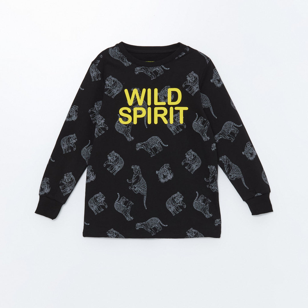 Moudda LC Waikiki - Pyjama en jersey manches longues Garçon Impression anthracite - Tunisie 2