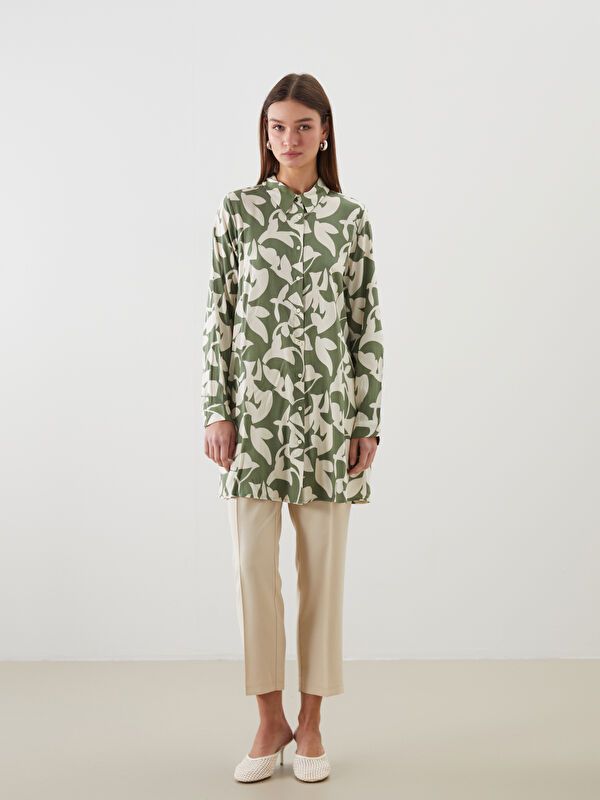 Moudda LC Waikiki - Tunique tissée manches longues Femme Imprimé vert - Tunisie 2