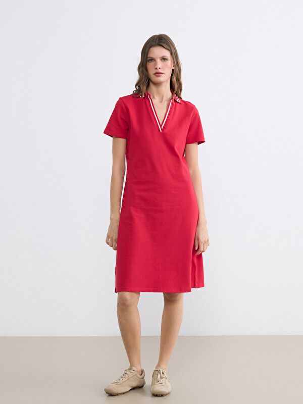 Moudda LC Waikiki - Robe manches courtes en jersey pour Femme couleur Rouge - Tunisie 2