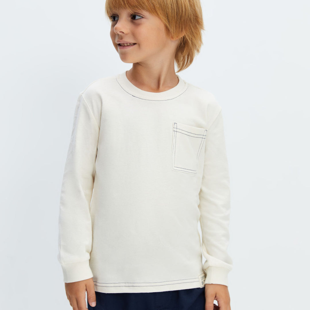 Moudda LC Waikiki - T-shirt en jersey manches longues Garçon Beige clair - Tunisie 1