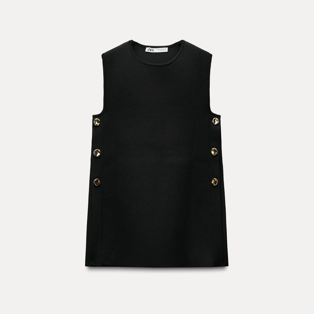 Moudda ZARA - Gilet noir oversized bouton doré - Tunisie 1