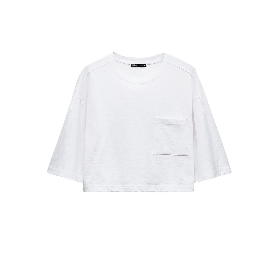 Moudda ZARA - T-shirt boxy en flammé, poche - Tunisie 3