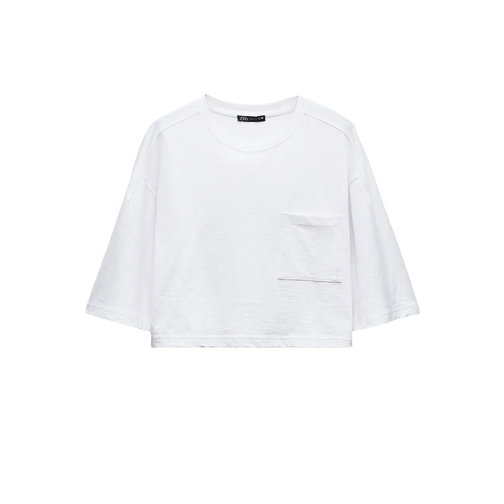 Moudda ZARA - T-shirt boxy en flammé, poche - Tunisie 3