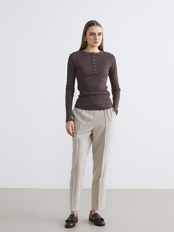Moudda LC Waikiki - Pantalon fin en tissu pour Femme couleur Beige - Tunisie 1