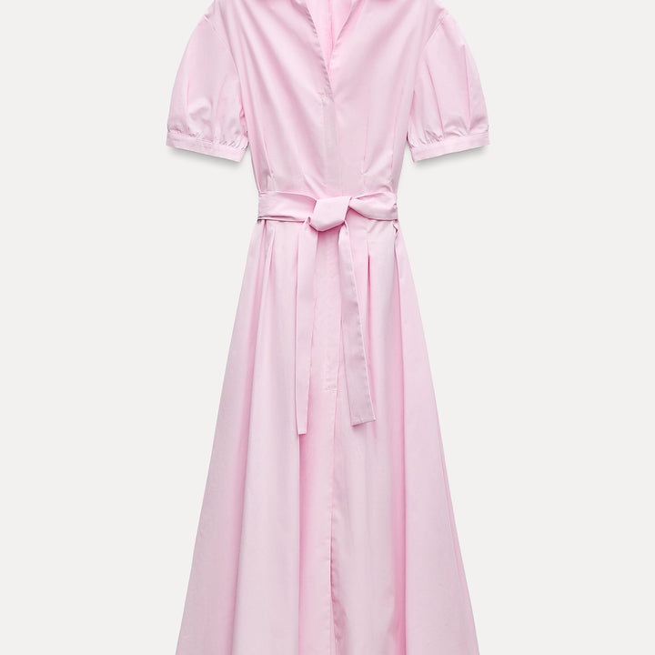 Moudda ZARA - Robe mi-longue popeline chemise manches courtes - Tunisie 1
