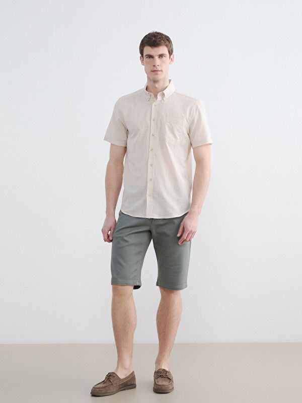 Moudda LC Waikiki - Chemise manches courtes en tissu pour Homme couleur Beige - Tunisie 2