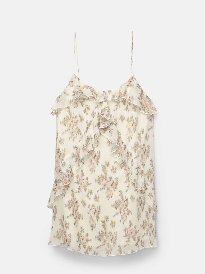 Moudda PULL & BEAR - Robe Mini - Petits Volants, Bretelles & Imprimé - Tunisie 3
