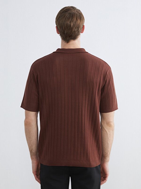 Moudda LC Waikiki - Pull manches courtes en tricot pour Homme couleur Marron - Tunisie 4