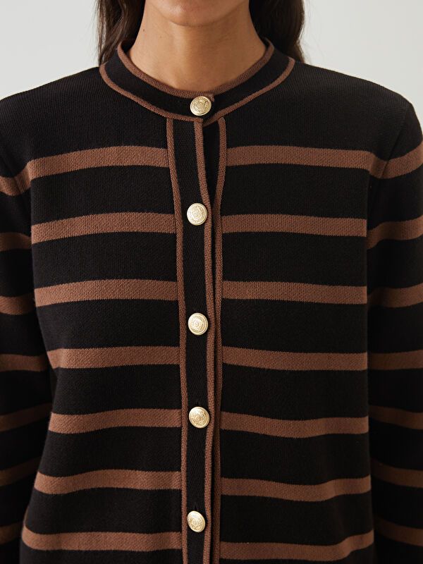 Moudda LC Waikiki - Cardigan en tricot Femme Rayures marron - Tunisie 3