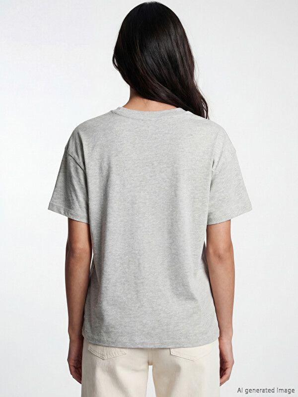 Moudda LC Waikiki - Body imprimé manches courtes en jersey pour Femme couleur Gris mélangé - Tunisie 3