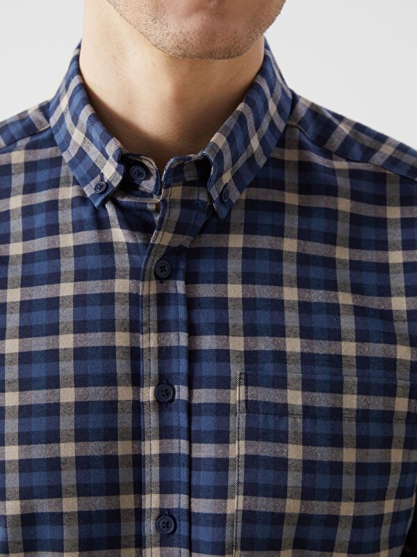 Moudda LC Waikiki - Chemise tissée à carreaux manches longues Homme Carreaux indigo - Tunisie 3