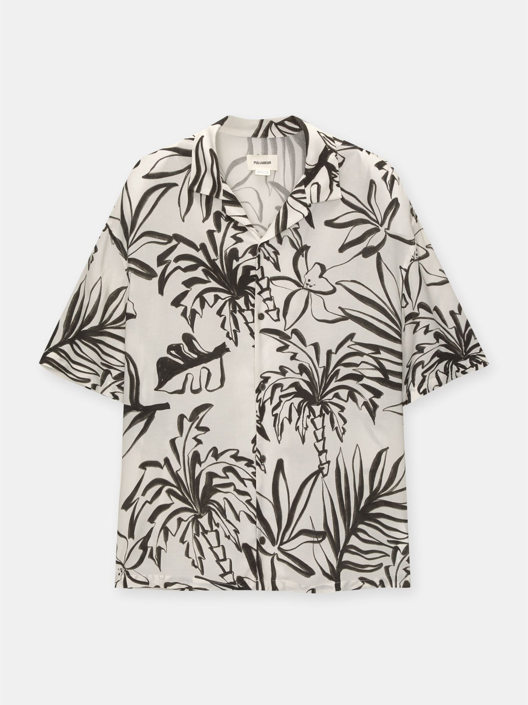 Moudda PULL & BEAR - Chemise Demi-Manches Imprimé Jungla Végétal Écru - Tunisie 4