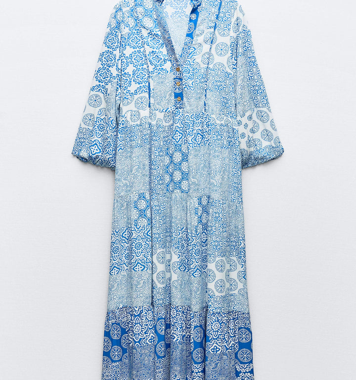 Moudda ZARA - Robe longue panneaux imprimés combinés - Tunisie 1