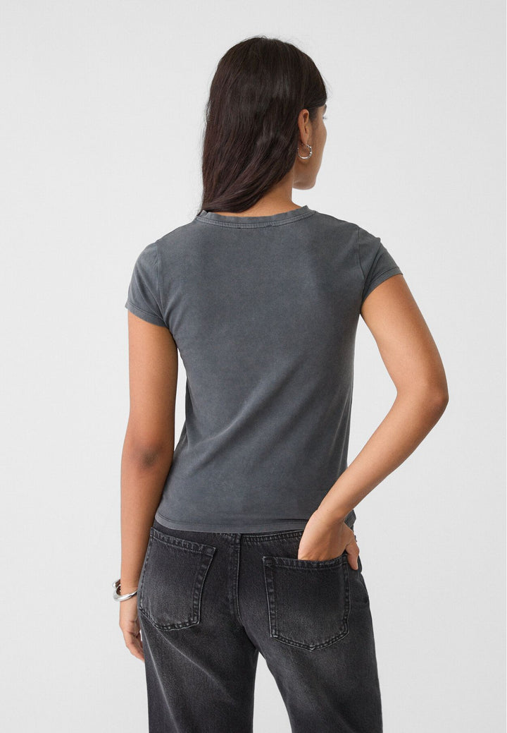 Moudda STRADIVARIUS - T-Shirt Acid Texte Brillant - Tunisie 5