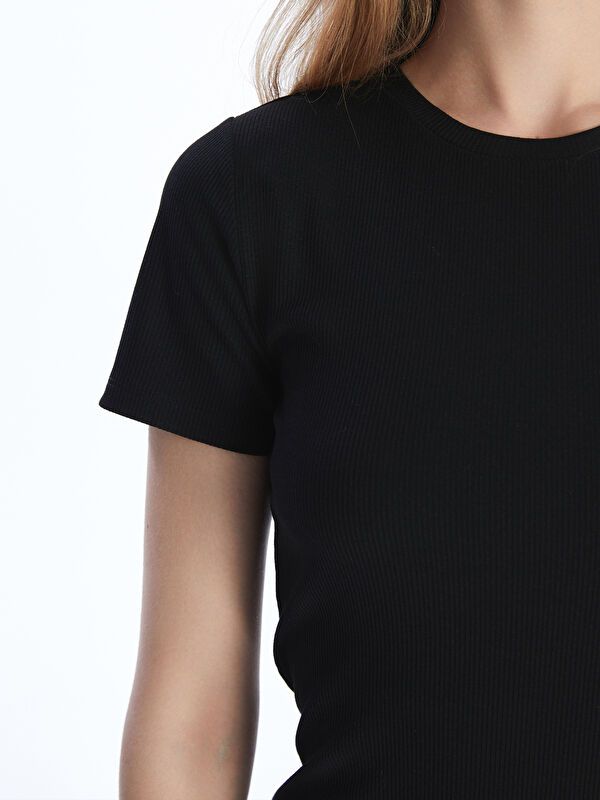 Moudda LC Waikiki - Robe en jersey manches courtes Femme Noir - Tunisie 3