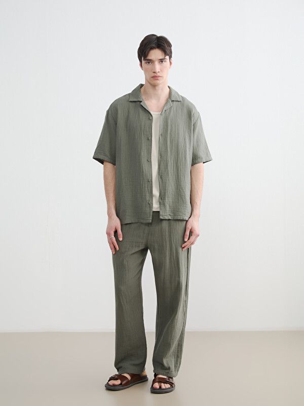 Moudda LC Waikiki - Chemise manches courtes en tissu pour Homme couleur Vert kaki - Tunisie 2
