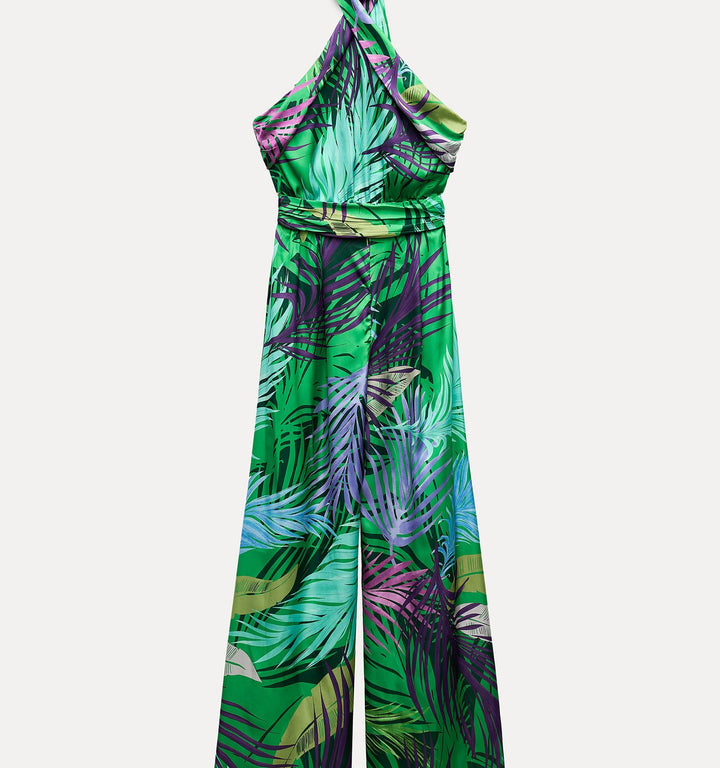 Moudda ZARA - Combinaison satinée col licou imprimée tropical - Tunisie 4