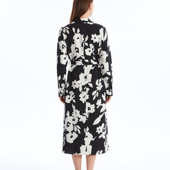 Moudda LC Waikiki - Robe tissée manches longues Femme Imprimé en noir - Tunisie 4