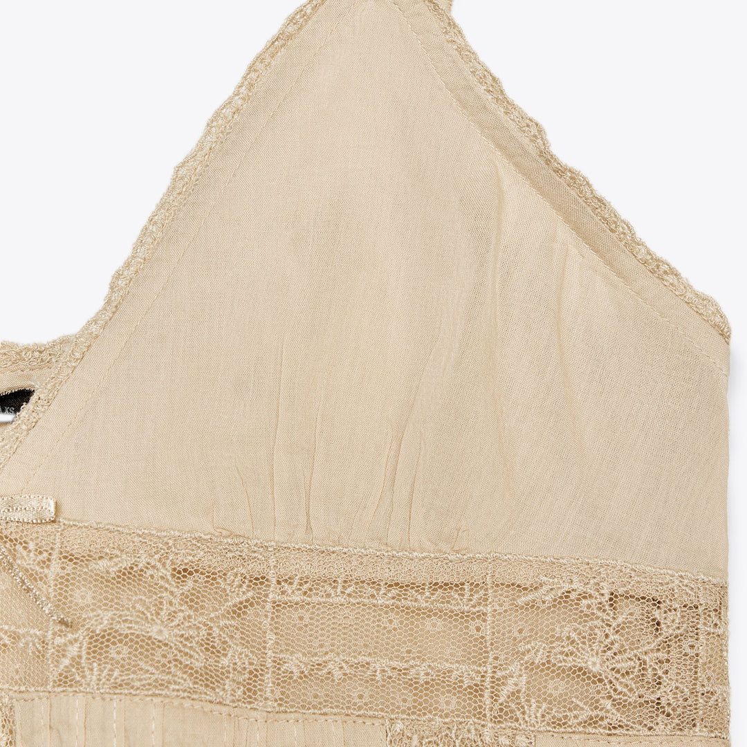 Moudda ZARA - Top Voile Bretelles - Col Piqué & Broderies - Tunisie 3