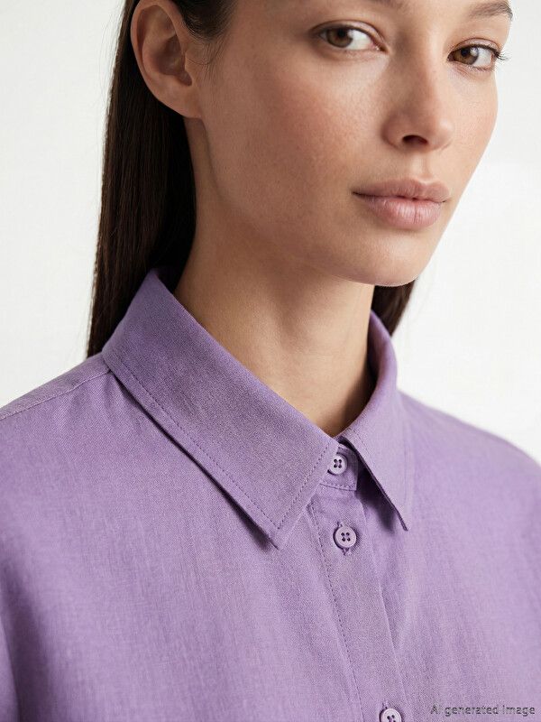 Moudda LC Waikiki - Tunique manches longues en tissu pour Femme couleur Lilas terne - Tunisie 3