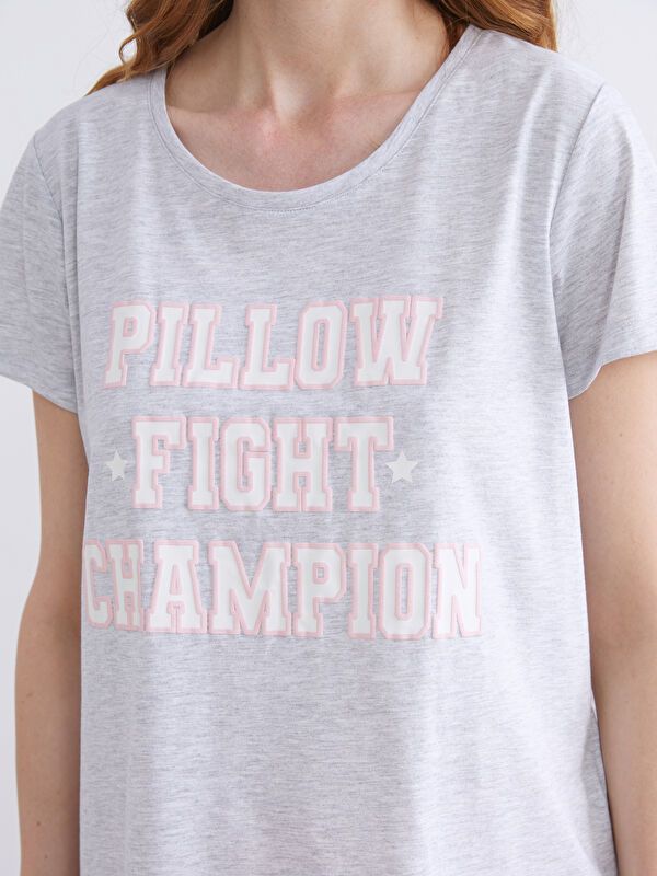 Moudda LC Waikiki - Ensemble court pyjama jersey Femme Imprimé rose clair - Tunisie 3