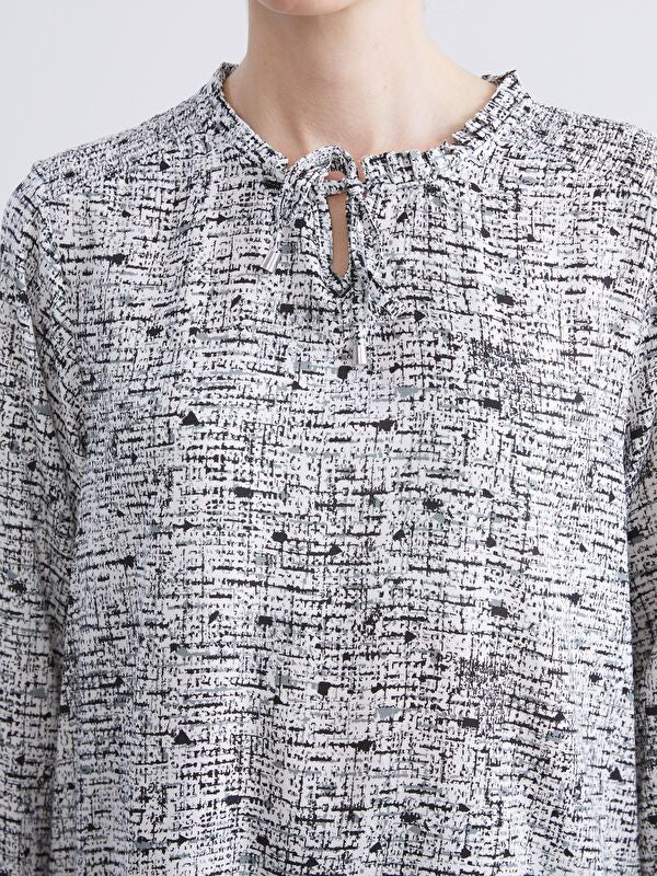 Moudda LC Waikiki - Blouse tissée imprimée manches longues Femme Imprimé en noir - Tunisie 3