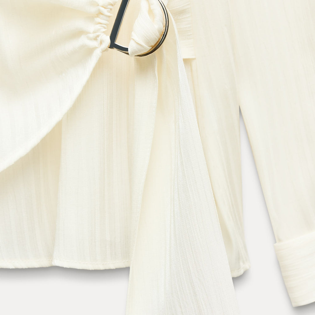 Moudda ZARA - Chemise tissu brillant manches longues croisée avec boucle - Tunisie 4