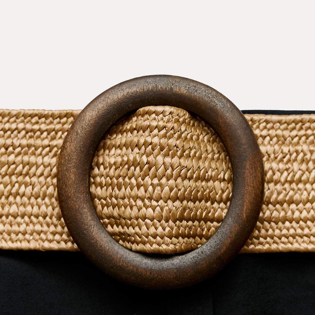 Moudda ZARA - Ceinture large boucle ronde imitation bois - Tunisie 3