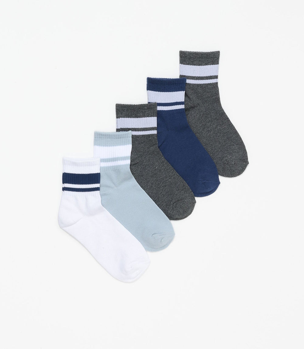 Moudda Lefties - Pack 5 Chaussettes Cheville - Rayures Classiques Bleues - Tunisie 2