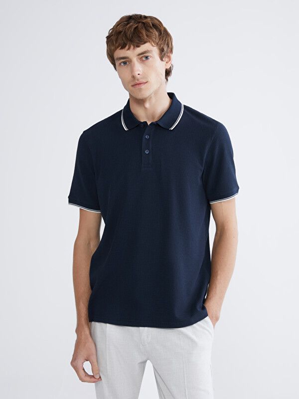 Moudda LC Waikiki - T-shirt manches courtes en jersey pour Homme couleur Bleu marine - Tunisie 1