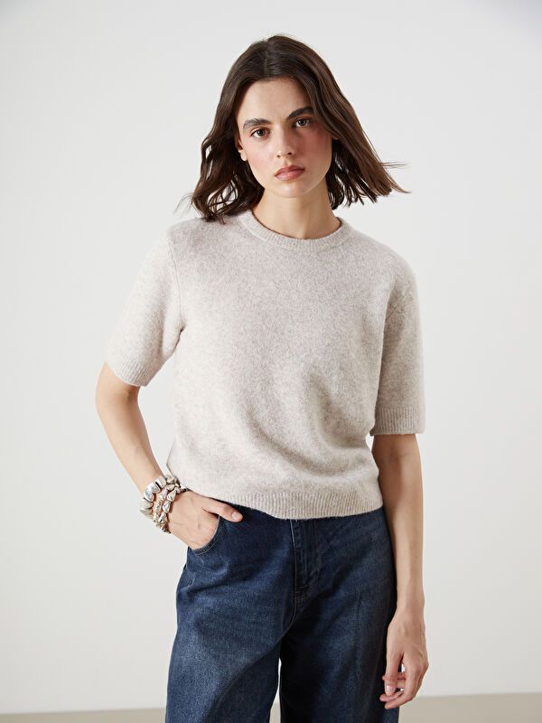 Moudda LC Waikiki - Pull tricot moyen Femme Mélange beige - Tunisie 1