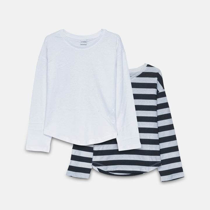 Moudda LC Waikiki - Body jersey basique manches longues Fille Rayures noires - Tunisie 1