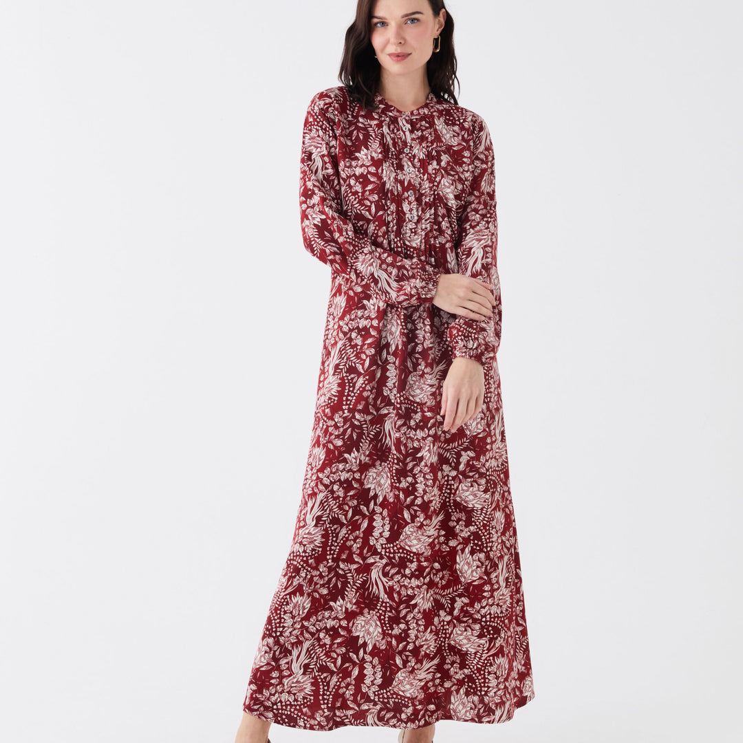 Moudda LC Waikiki - Robe tissée manches longues Femme Imprimé en rouge - Tunisie 1