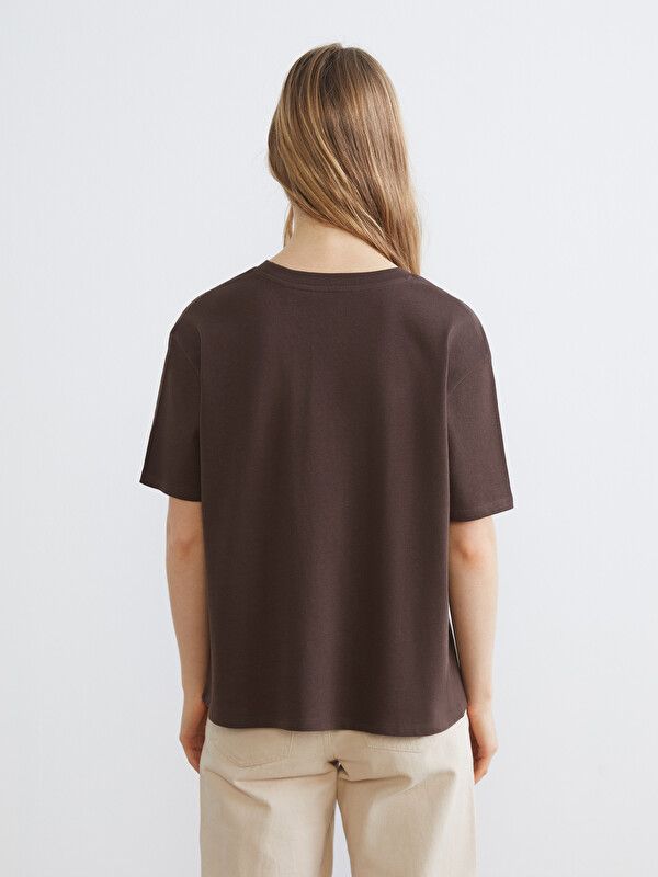 Moudda LC Waikiki - Body manches courtes en jersey pour Femme couleur Marron - Tunisie 4