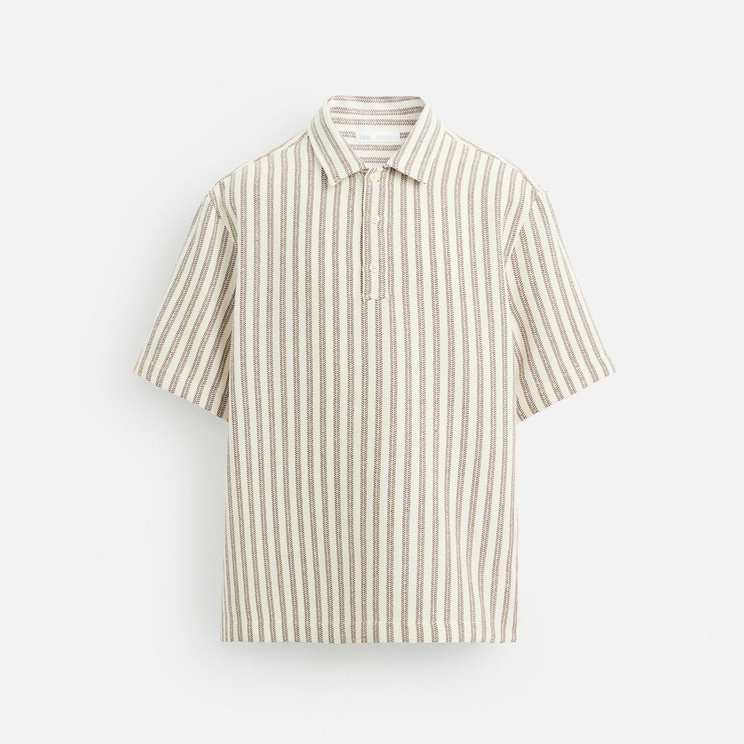 Moudda ZARA - Chemise - Col Polo & Chevron (Corail Décoloré) - Tunisie 1
