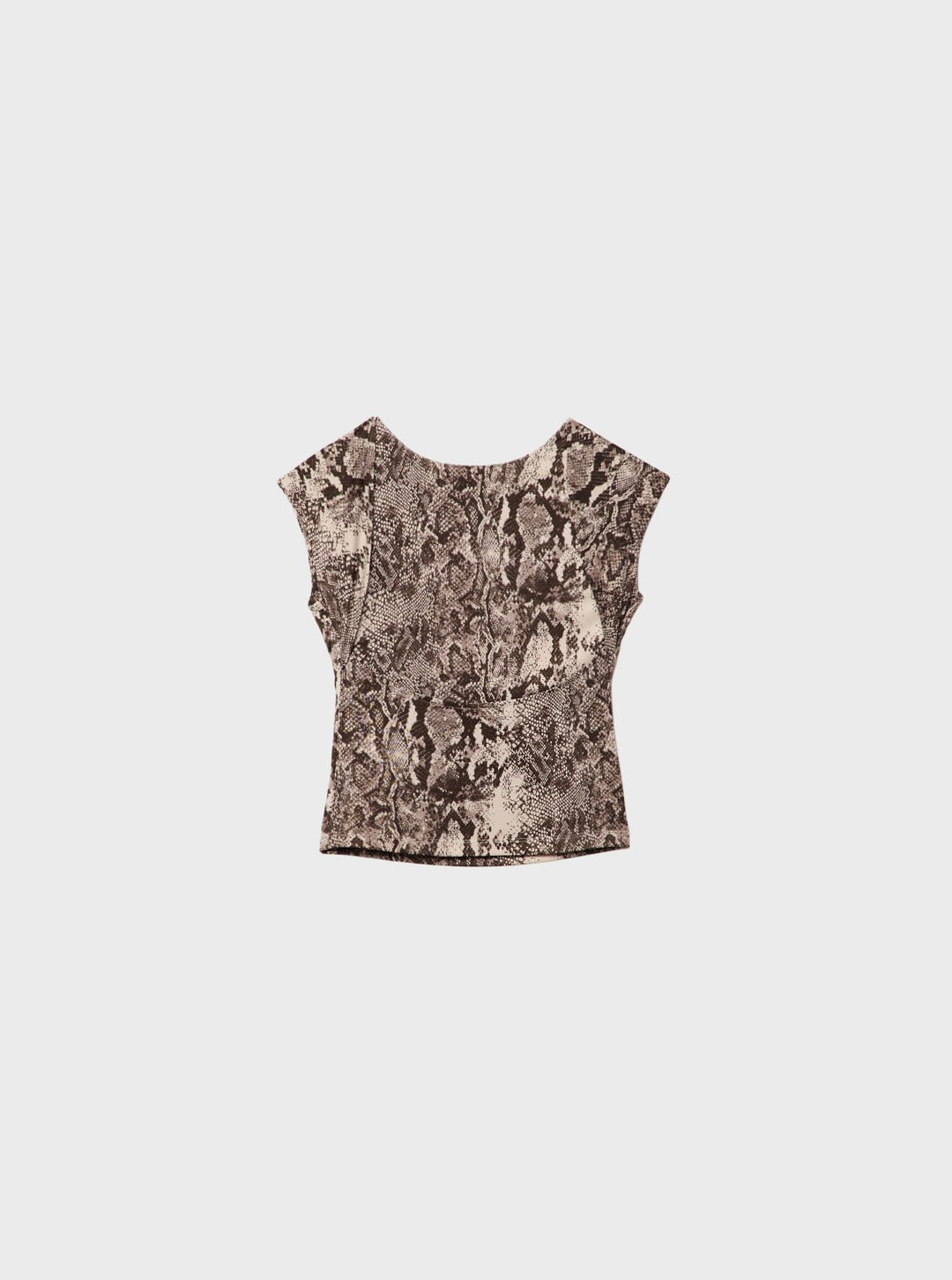 Moudda STRADIVARIUS - T-Shirt Crop Mini Manches Dos Nu Imprimé - Tunisie 1