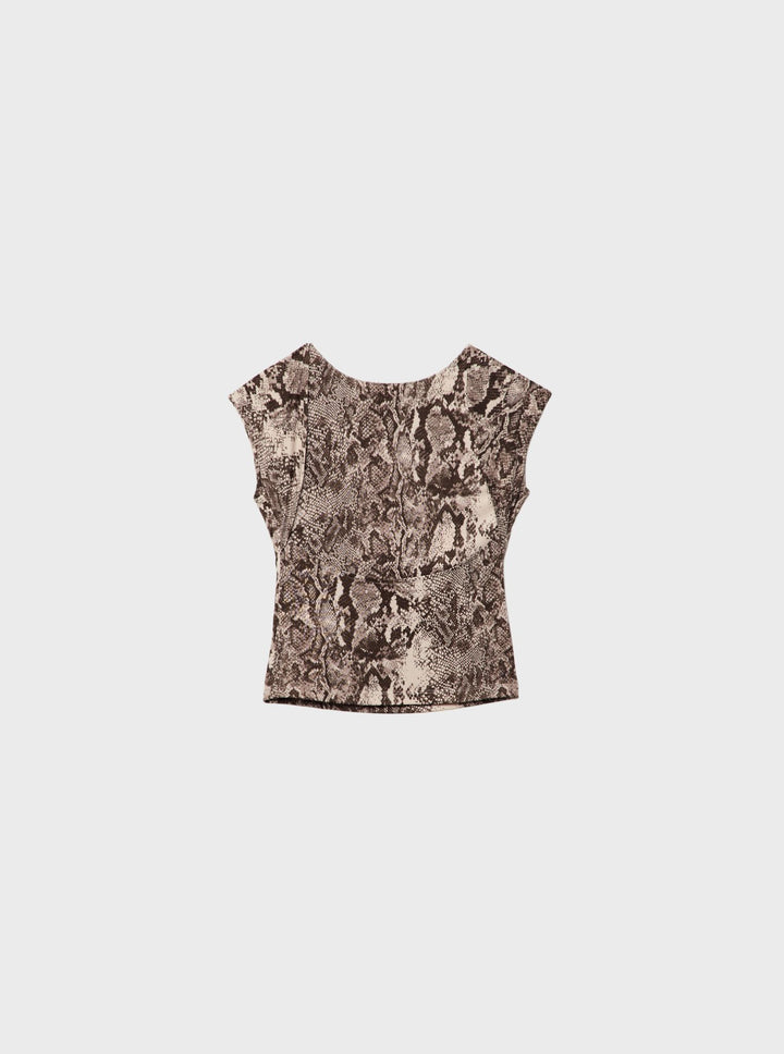 Moudda STRADIVARIUS - T-Shirt Crop Mini Manches Dos Nu Imprimé - Tunisie 1