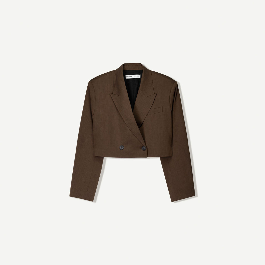 Moudda BERSHKA - Blazer Boxy - Double Boutonnage (Marron) - Tunisie 1