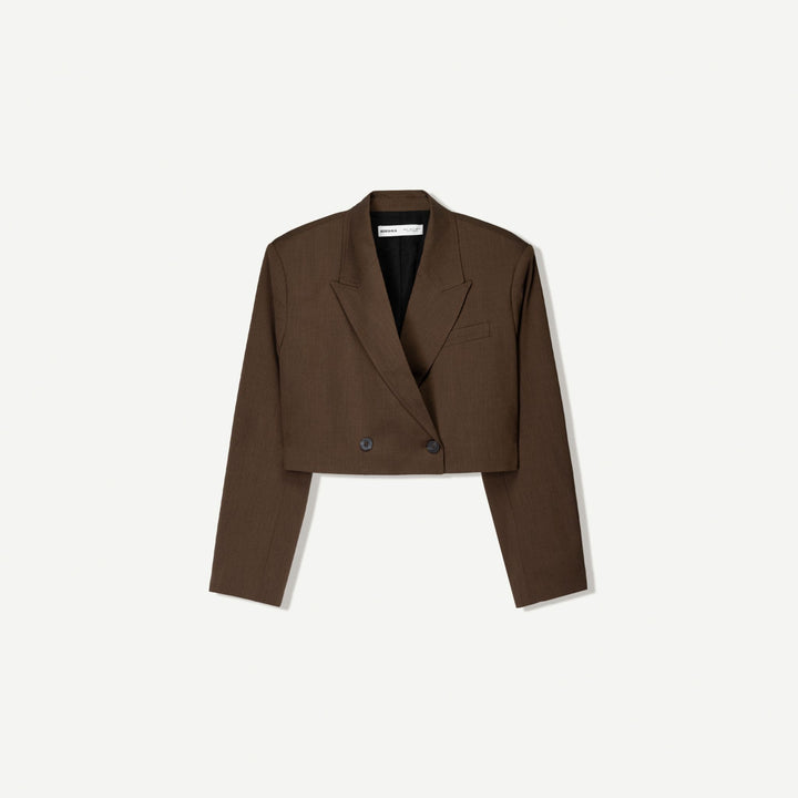 Moudda BERSHKA - Blazer Boxy - Double Boutonnage (Marron) - Tunisie 1
