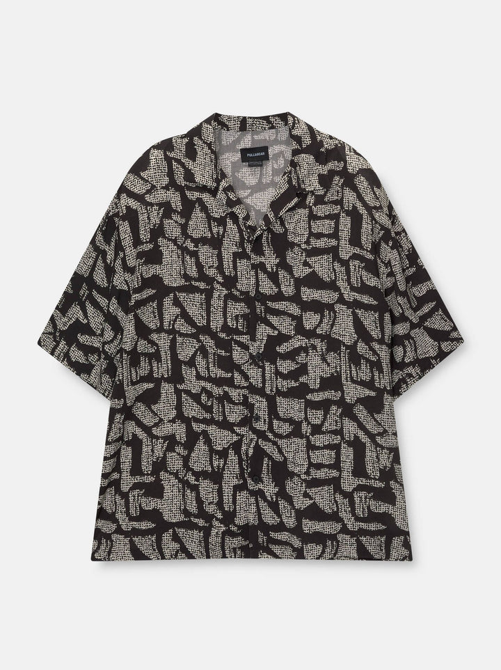 Moudda PULL & BEAR - Chemise Demi-Manches B&W Imprimé Fancy Stripe Noir - Tunisie 6