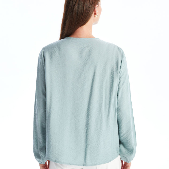 Moudda LC Waikiki - Blouse tissée manches longues Femme Vert terne - Tunisie 3