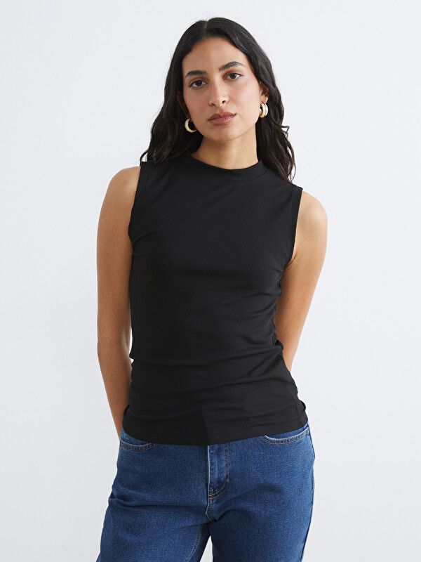 Moudda LC Waikiki - Tunique manches courtes en jersey pour Femme couleur Noir - Tunisie 1