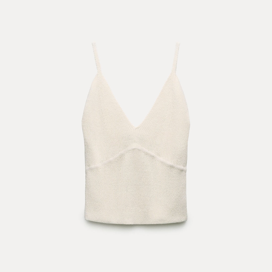 Moudda ZARA - Top fines bretelles encolure en V avec lin - Tunisie 1